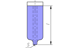 Concepto de la columna de líquido encima del tapón.