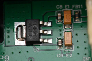 Detalle de la placa de circuito que sí funciona.