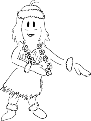 Dibujo de una chica bailando el hula.