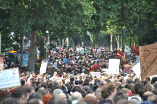Vista de los manifestantes en el Paseo del Prado.