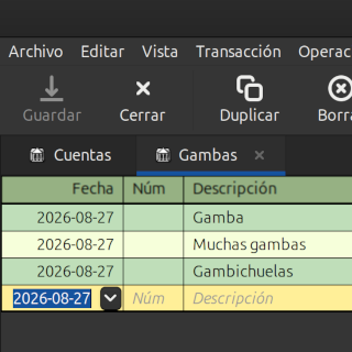 Captura de Gnucash con unos colores que no pegan.